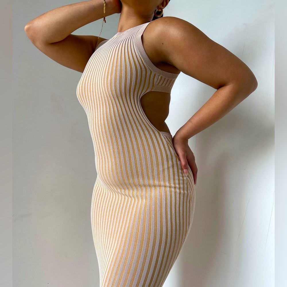 Marlisa Ribbed Knit Backless Midi Dress